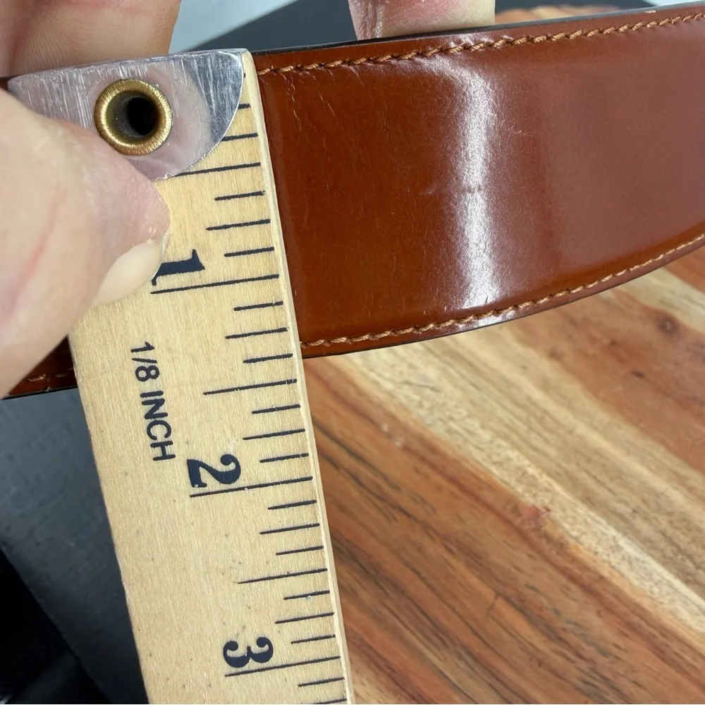 Vintage Ann Taylor Belt Italian Leather Brown, Size Small S square buckle - Picture 9 of 9